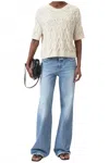 Closed Crew Neck Short Sleeve Sweater In Dune Beige In Neutral