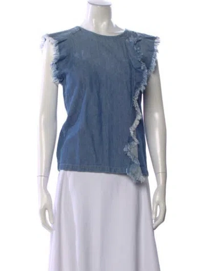 Pre-owned Closed Crew Neck Sleeveless Top In Blue