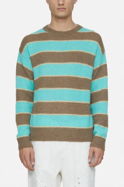 Closed Crew Neck Striped Jumper In Glazed Green