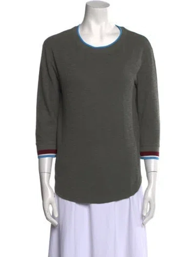 Pre-owned Closed Crew Neck Three-quarter Sleeve Top In Gray