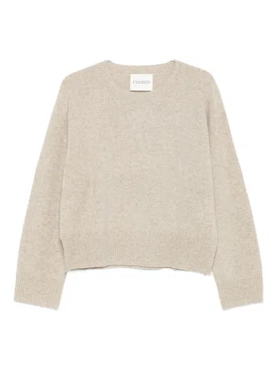 Closed Crew-neck Wool Sweater In Neutral
