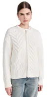 Closed Cable-knit Zipped Cardigan In Ivory