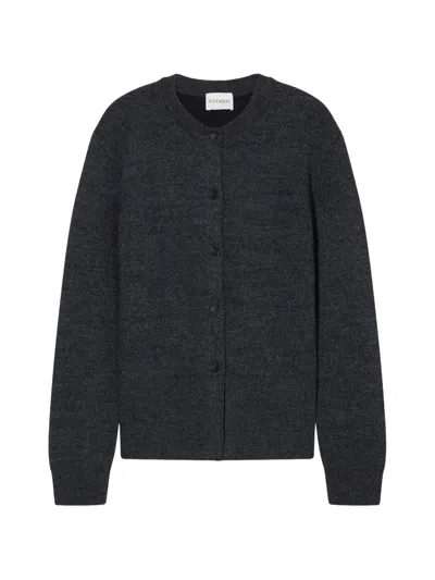 Closed Crew-neck Cardigan In Gray