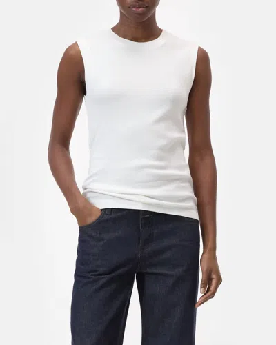 Closed Crewneck Cotton Tank Top In Ivory In White