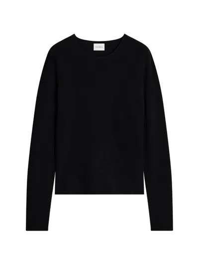 Closed Crew-neck Long-sleeve Sweater In Black