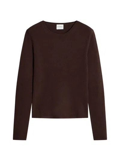 Closed Crew-neck Long-sleeve Sweater In Brown
