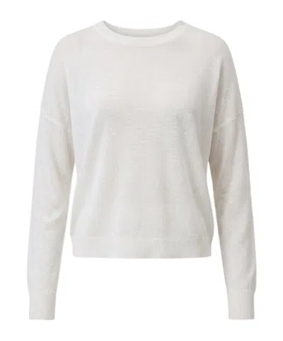 Closed Crew-neck Long-sleeves Sweatshirt In White