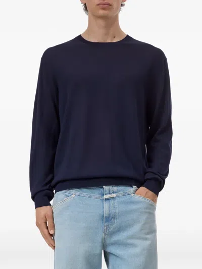 Closed Crew-neck Organic-wool Sweater In Blue