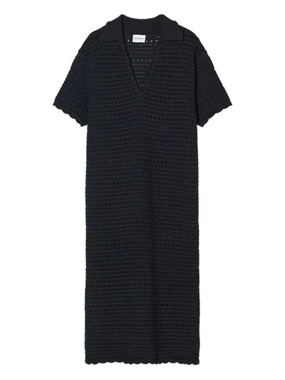 Closed Crochet-knit Polo Dress In Black