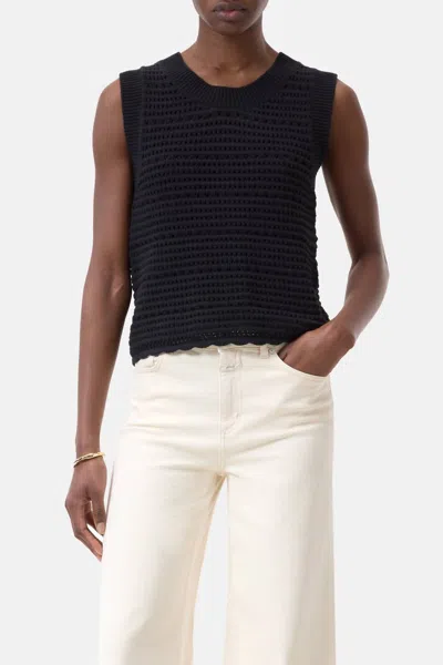 Closed Crochet Tank In Black