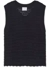 Closed Crochet Tank Top In Black