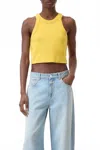Closed Crop Racer Tank In Mango Yellow In Yellow