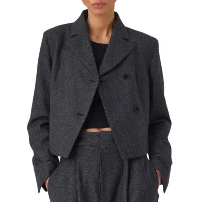 Closed Cropped Blazer In Charcoal In Pink