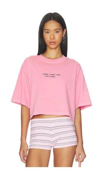 Closed Cropped Boxy Tee Shirt In Pink