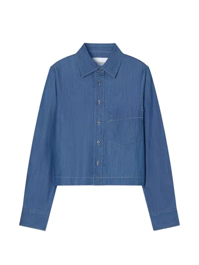 Closed Cropped Classic Shirt In Blue
