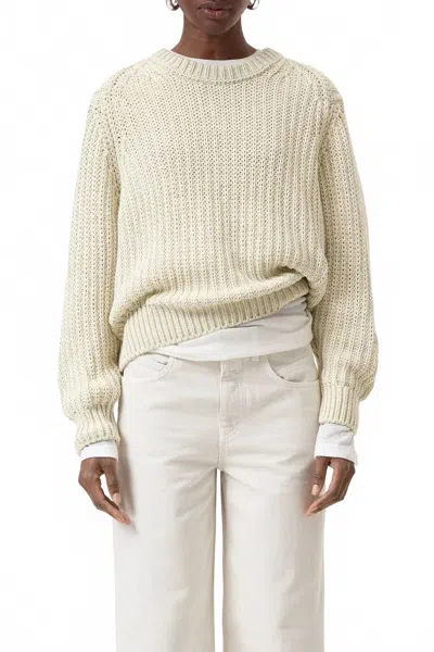 Closed Cropped Crew Neck Sweater In Lemon Yellow In White