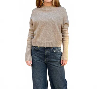 Closed Cropped Crew Sweater In Dark Chino Beige In Gray
