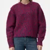 Closed Cropped Crewneck Wool Sweater In Chili In Burgundy