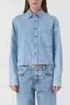 CLOSED CROPPED DENIM SHIRT IN MID BLUE