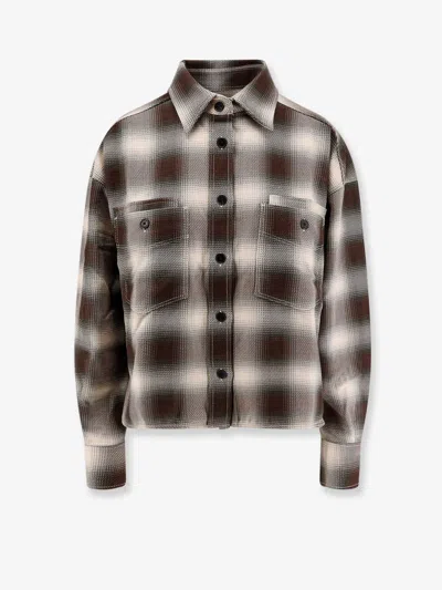 Closed Cropped Madras Shirt In Brown