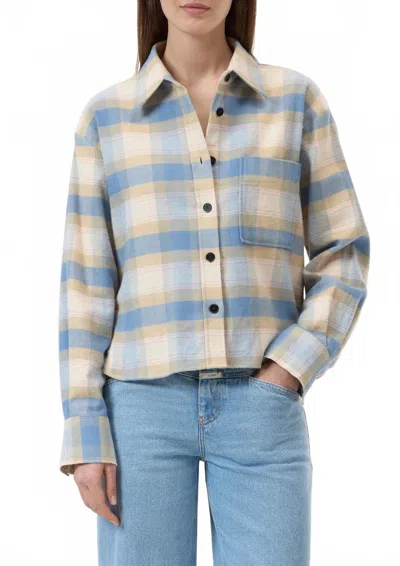 Closed Cropped Oversize Shirt In Multi In Blue