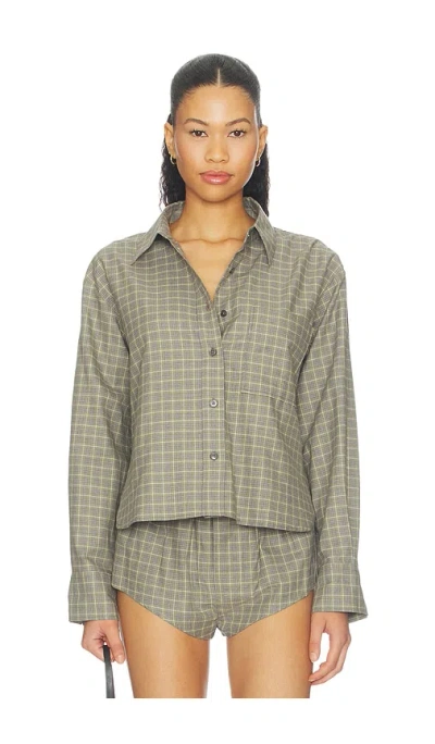 Closed Cropped Oversized Shirt In Green