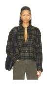 Closed Cropped Oversized Shirt In Green