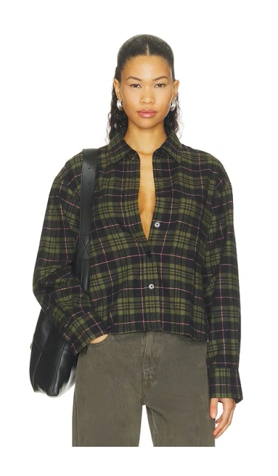 Closed Cropped Oversized Shirt In Green