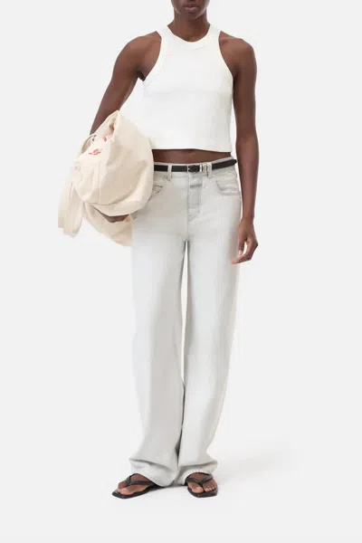 Closed Cropped Racer Tank In Ivory In Multi