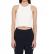 Closed Cropped Racer Tank Top In Ivory In White