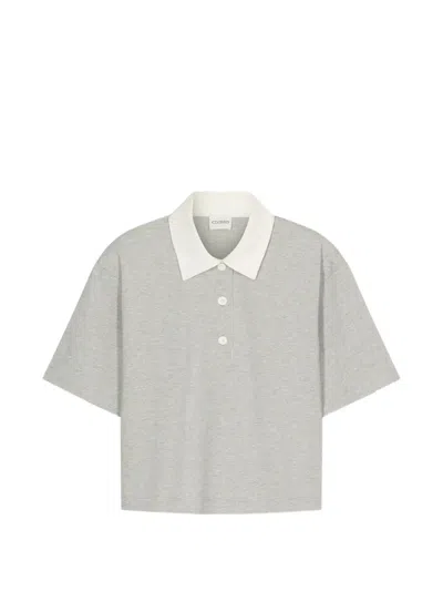 Closed Cropped Rugby Shirt In Gray