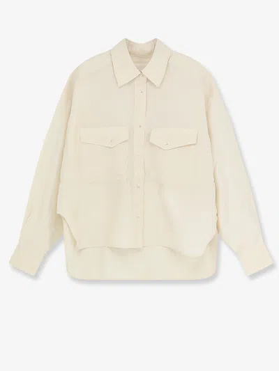 Closed Cropped Silk Shirt In Sand