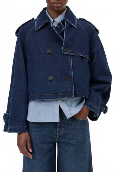 Closed Kids' Cropped Trench Coat In Dark Blue