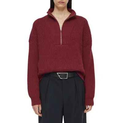 Closed Cropped Troyer Knit Sweater In Jam In Multi