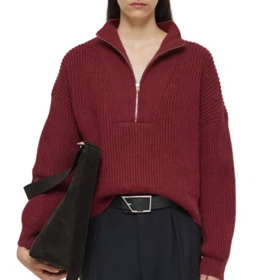 Closed Cropped Troyer Sweater In Jam In Burgundy