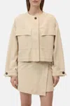 Closed Cropped Utility Jacket In Camel Beige In Brown
