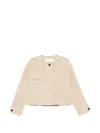 Closed Button-up Flap-pocket Jacket In Neutral
