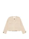 Closed Button-up Flap-pocket Jacket In Neutral
