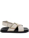 Closed Cross-strap Buckle Sandals In Neutral