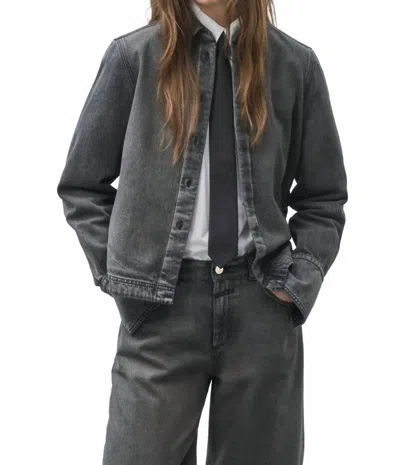 Closed Curved Hem Jacket In Dark Grey In Gray