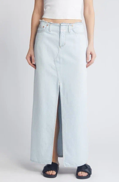 Closed Cutoff Waist Denim Maxi Skirt In Light Blue