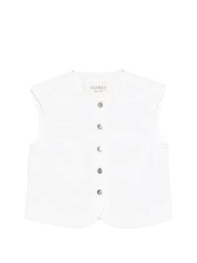 Closed Denim Cotton Vest In White