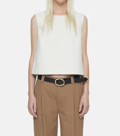 Closed Denim Crop Top In Creme In Multi