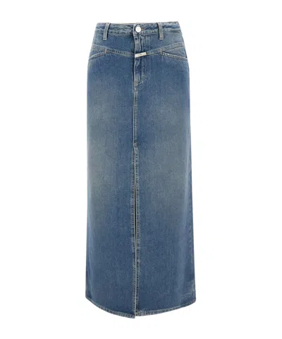 Closed Denim Midi Skirt In Blue