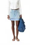 Closed Denim Poplin Mini Skirt In Light Blue In Blue