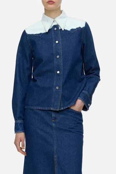 CLOSED DENIM WESTERN SHIRT IN MID BLUE