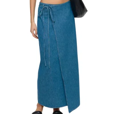 Closed Denim Wrap Skirt In Mid Blue