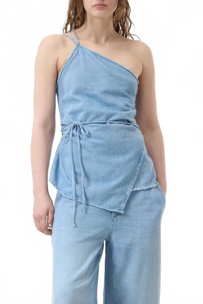 Closed Denim Wrap Top In Light Blue