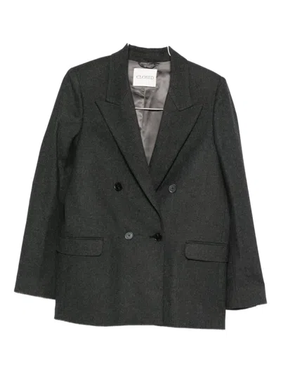 Closed Wool Blend Double-breasted Jacket In Black