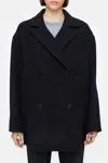 Closed Double-breasted Coat In Black